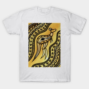 Aboriginal Art - Kangaroo Gold T-Shirt